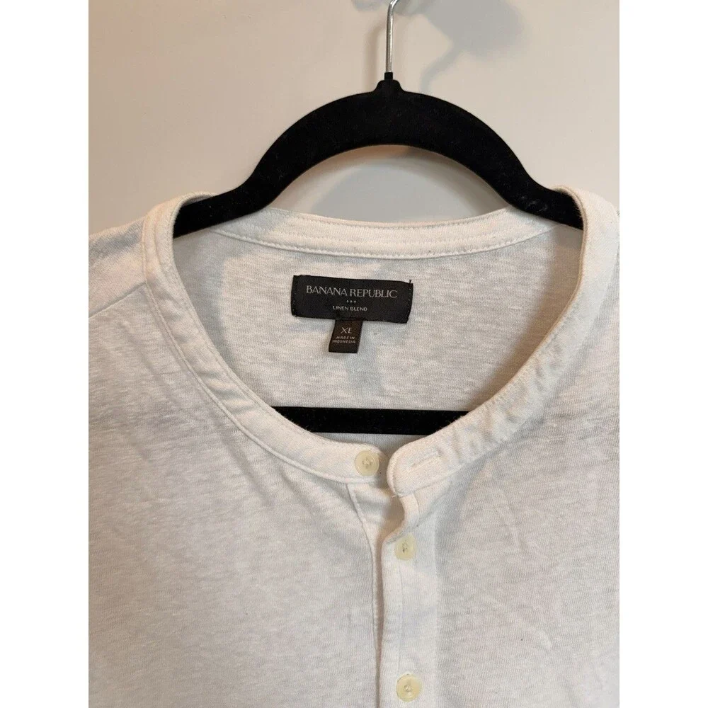 Banana Republic XL white mens linen henley